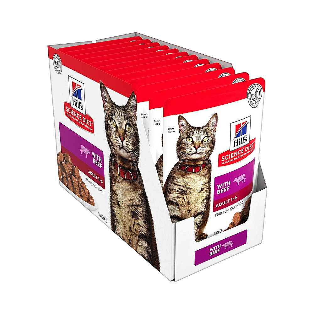 Hills Adult Beef Gravy Cat Wet Food 85g x 12 Pouches