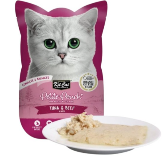 Kit Cat Petite Pouch Complete & Balanced Tuna & Beef in Aspic 70g