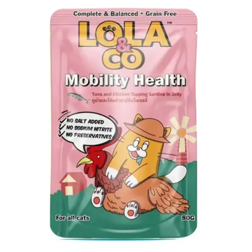 Lola & Co Mobility Health Pouch Tuna & Chicken Topping Sardine in Jelly for All Cats 80g