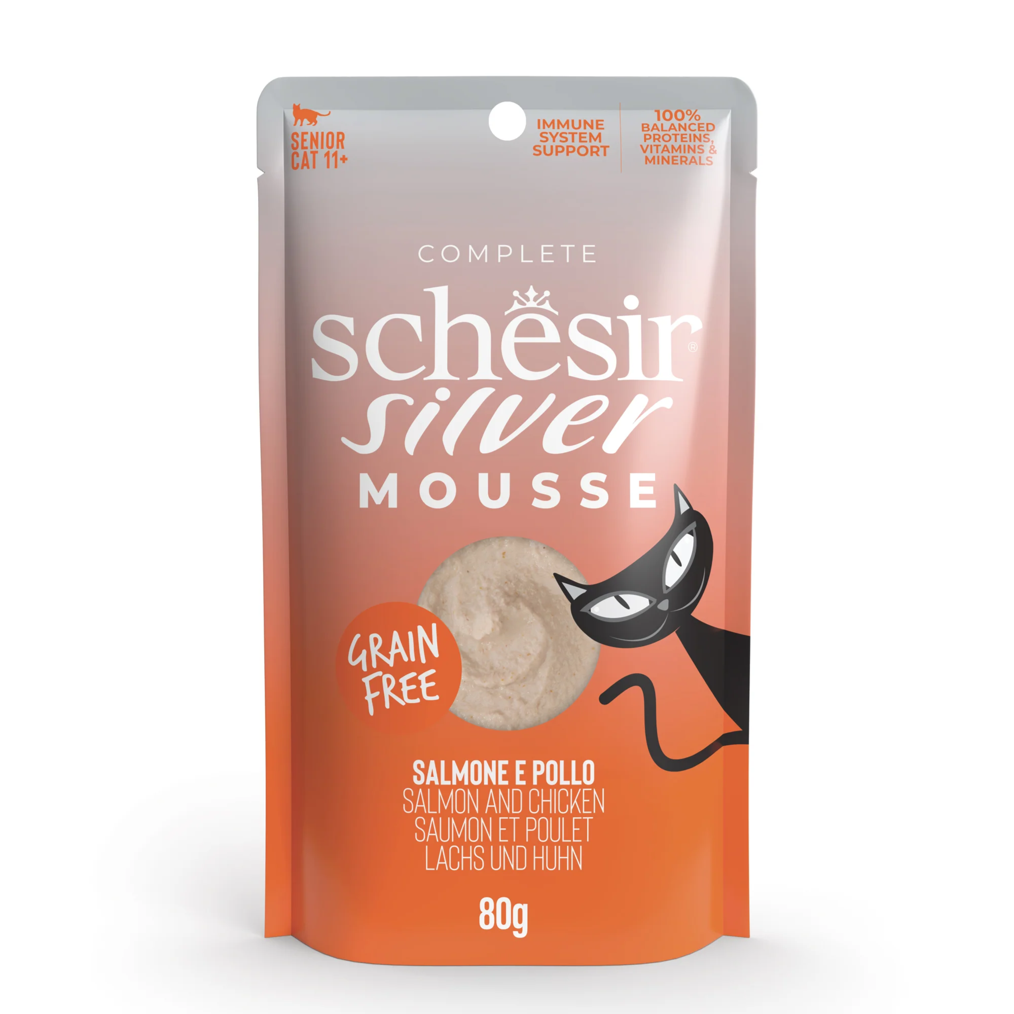 Schesir Silver Complete Mousse Salmon and Chicken 80gm