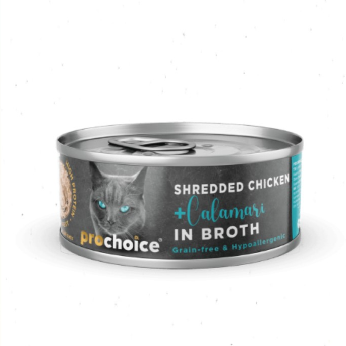 Prochoice Shredded Chicken and Calamari in Broth 70g