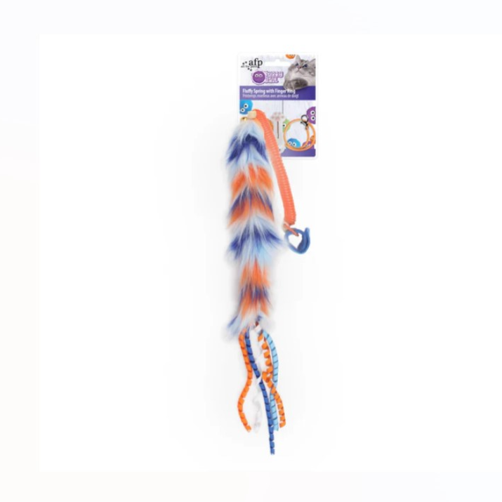 AFB Furry Ball - Fluffy Spring with Finger Ring - Orange