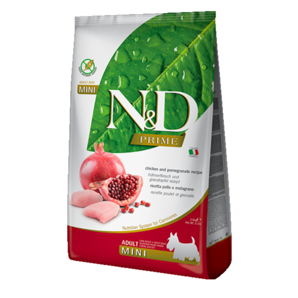 Farmina N&D Mini Adult Dry Dog Food With Chicken and Pomegranate , 2.5kg